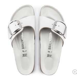 Birkenstock, Madrid Big Buckle, White Leather, Size 40 (9), Like New